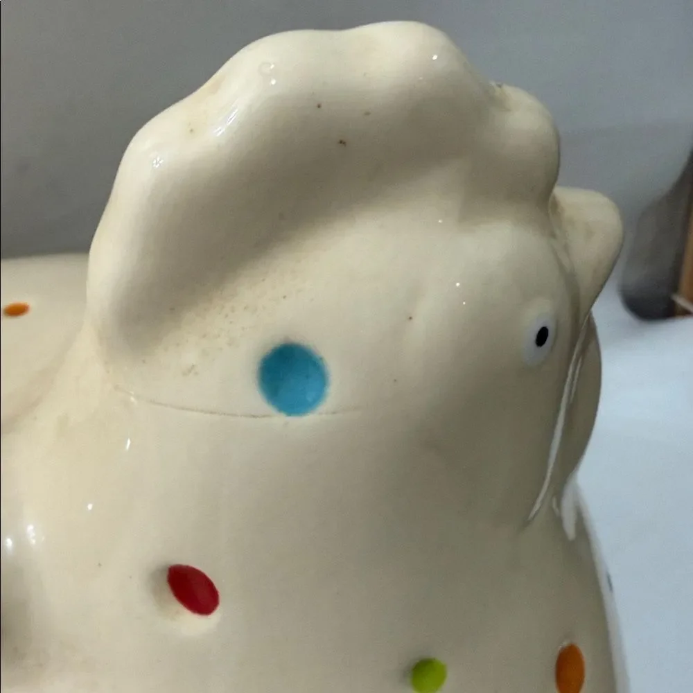 Temptations Tara 2 Qt Oven Ware Dish Polka Dot Cream Ceramic Chicken 4 Pieces